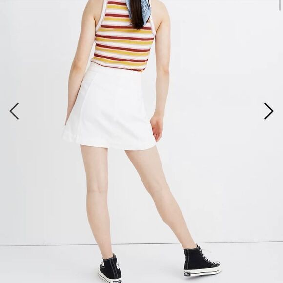 Madewell mini skirt denim A line in tile white: button front edition size 8 y2k - Picture 4 of 10